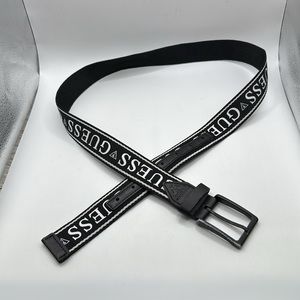 Guess Belt Black White Words Mens Size M 34 36 Faux Leather